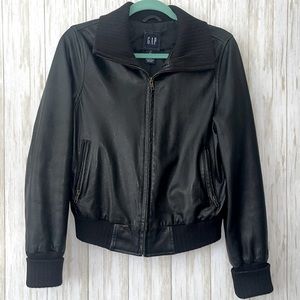 Gap Black Leather Jacket Size M